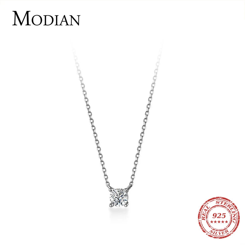 Necklace For Women - 925 Sterling Silver with Pendant and Shiny Zirconia.