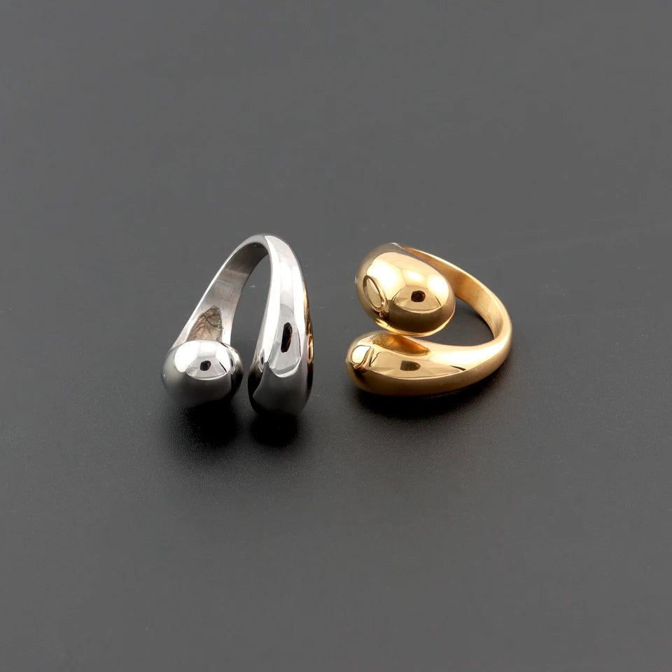 Ring for Women - 18K Gold Plated Stainless Steel with Water Drop shape