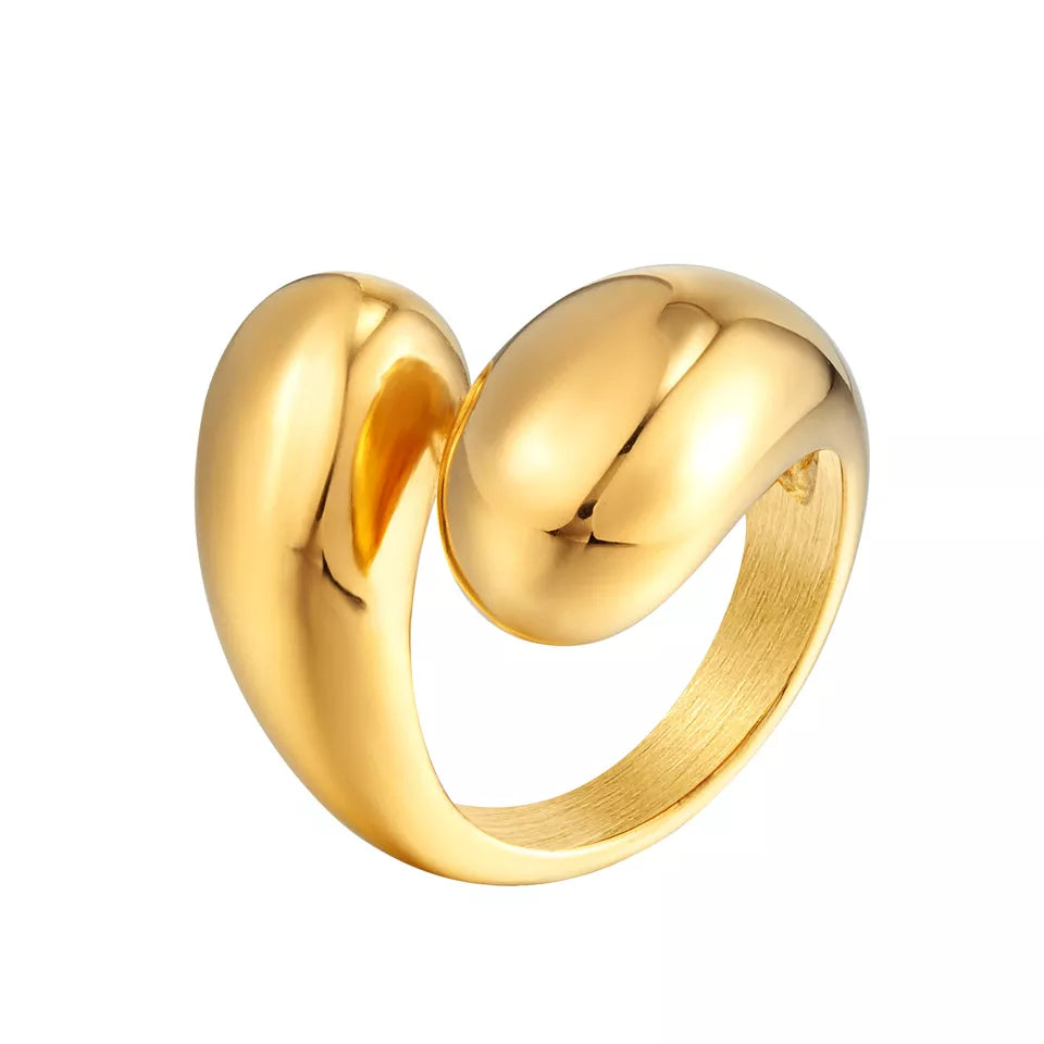 Ring for Women - 18K Gold Plated Stainless Steel with Water Drop shape