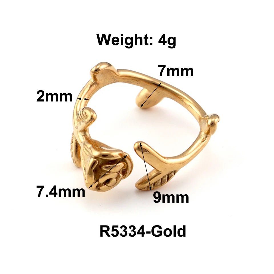 Ring for Women - 18K Gold Plated Stainless Steel with Water Drop shape