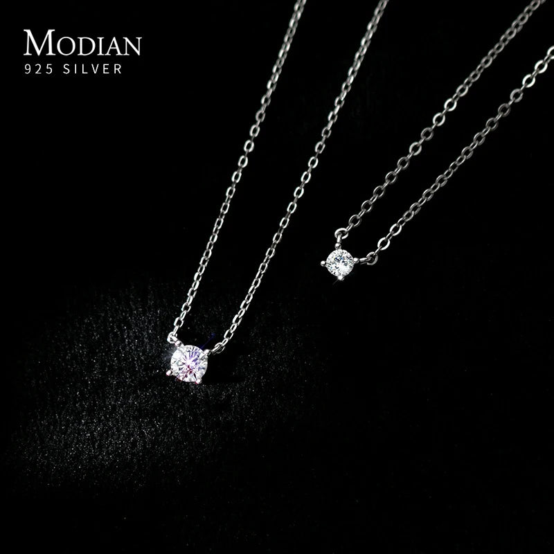 Necklace For Women - 925 Sterling Silver with Pendant and Shiny Zirconia.