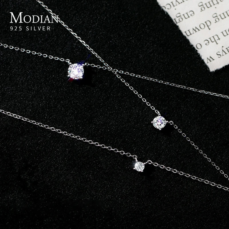 Necklace For Women - 925 Sterling Silver with Pendant and Shiny Zirconia.