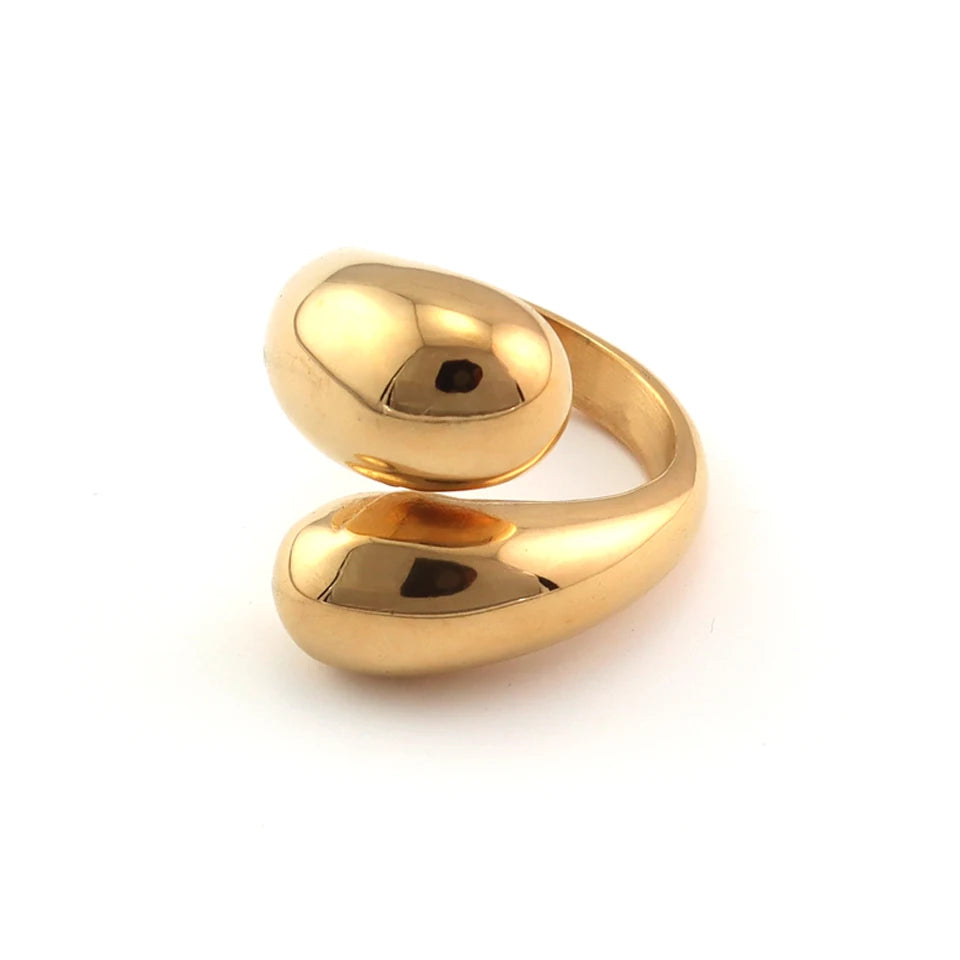 Ring for Women - 18K Gold Plated Stainless Steel with Water Drop shape