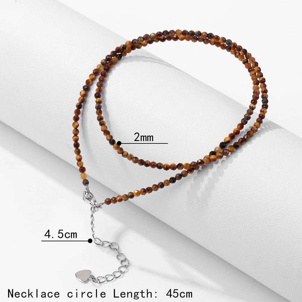 Necklace For Women - Super Shiny Crystal Choker - Natural Stone with Small Beads