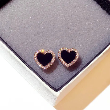 Rose Gold Heart Stud Earrings for Women & Girls - Summer Jewelry, Wedding Gift