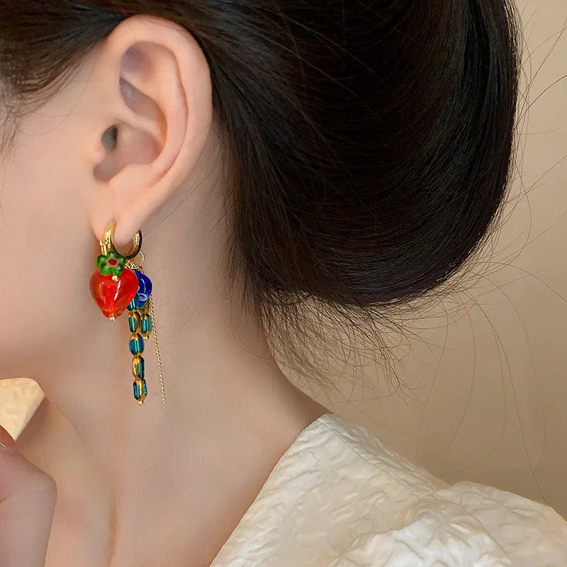 Vibrant Geometric Heart shaped Ear clip Earrings - Bohemian Chic