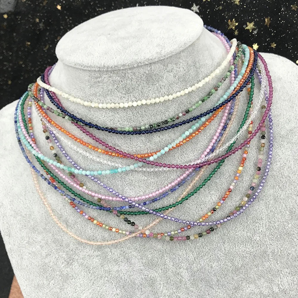 Necklace For Women - Super Shiny Crystal Choker - Natural Stone with Small Beads