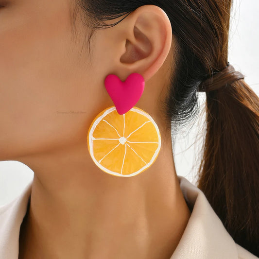 Fashion Acrylic Fruit Lemon Pitaya Strawberry Big Dangle Earrings For Women Trend Luxury Charm Elegant Particular Summer Jewelry