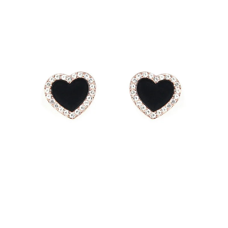 Rose Gold Heart Stud Earrings for Women & Girls - Summer Jewelry, Wedding Gift