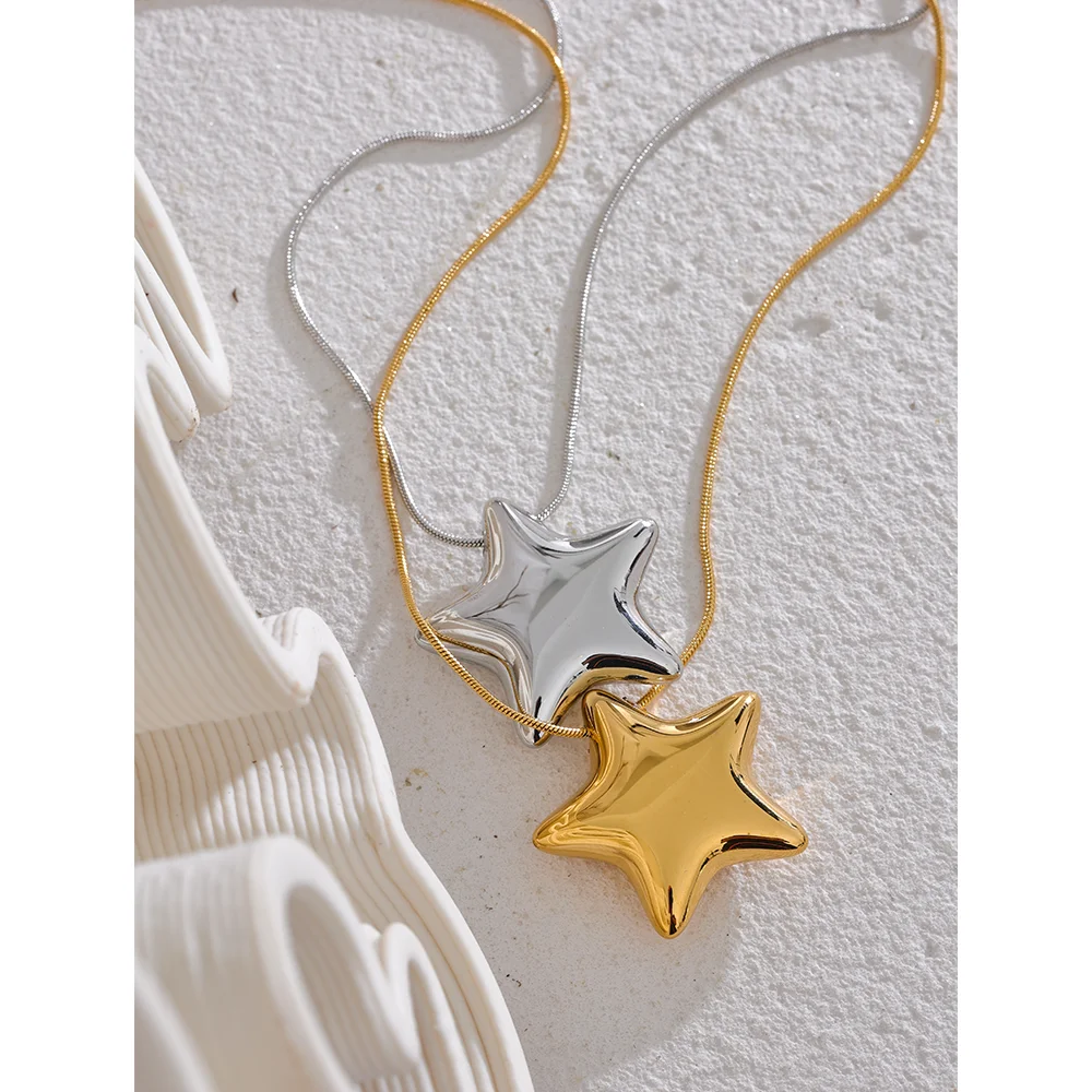 Yhpup 316l Stainless Steel Star Pendant Necklace Waterproof 18K PVD Plated Metal Fashion Jewelry Attractive Women Accessories